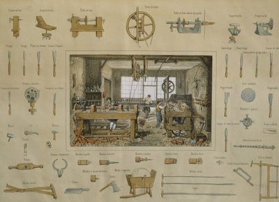 Workshop of a Wood Turner, Illustration from the 